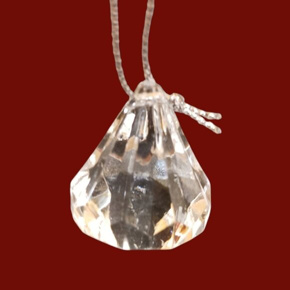 Crystal clear acrylic diamond ornaments with silver hanging cord set of 9 - Picture 5 of 5
